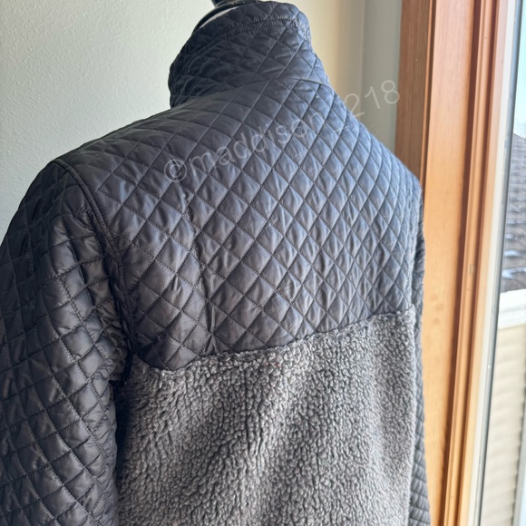 Patagonia Mixed Media Snap-T Pullover Medium Forge Grey Sherpa Quilted Jacket M - Picture 10 of 16